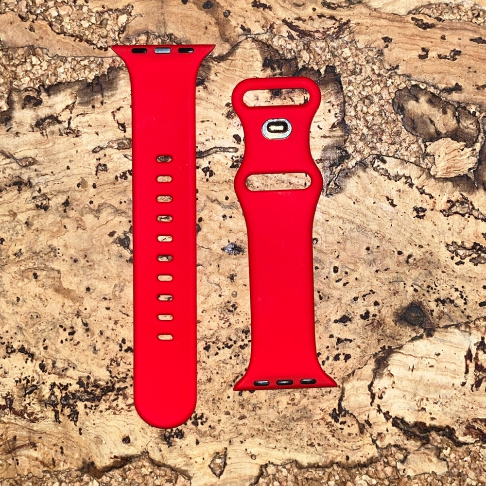 Red silicone Apple Watch band